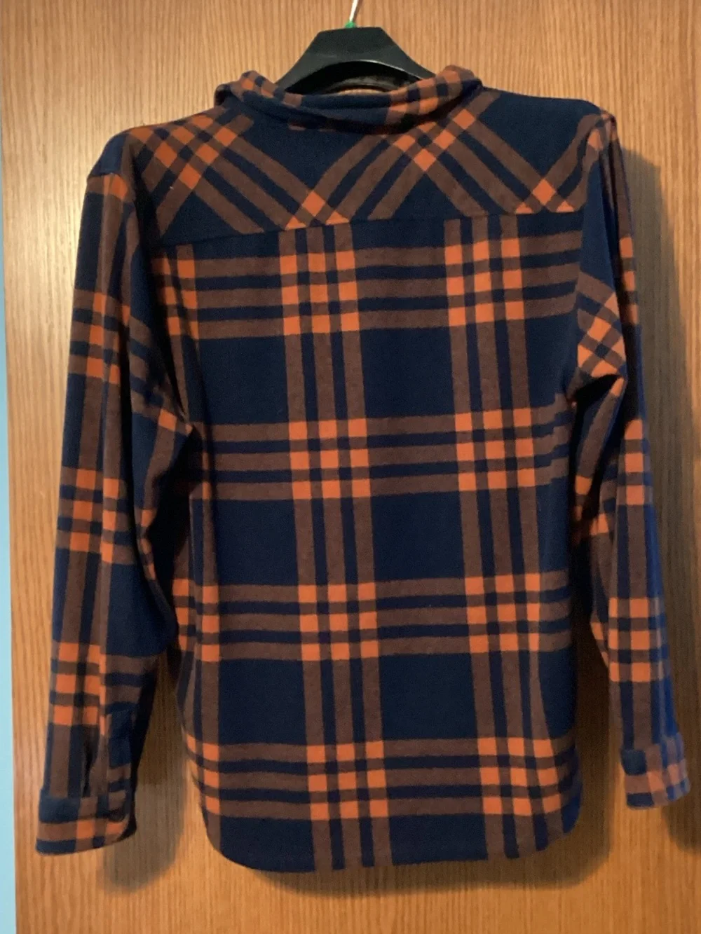 Men's Navy and Orange Plaid Lightweight Shirt Jacket